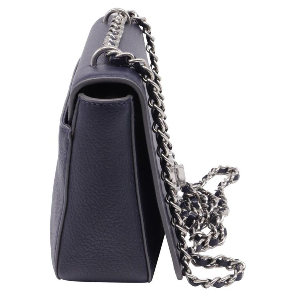 Tory Burch Mercer Shoulder Bag in Navy Blue Leather - Picture 3 of 12